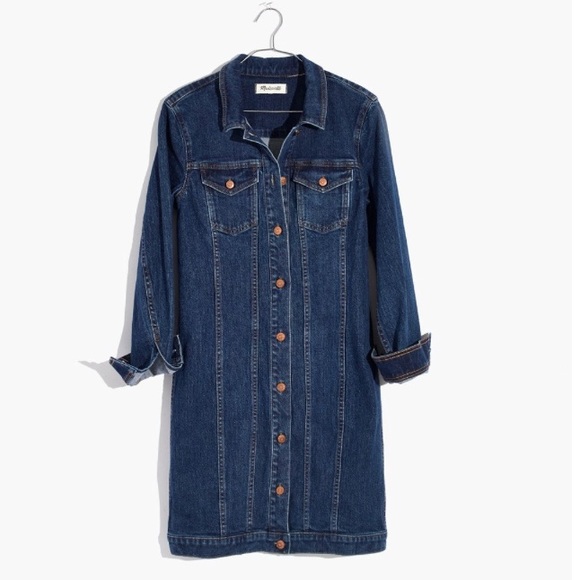 Madewell Denim Seamed Button Front Dress - Picture 4 of 11